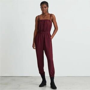 New Everlane Party of One Jogger Jumpsuit Wine Red Large